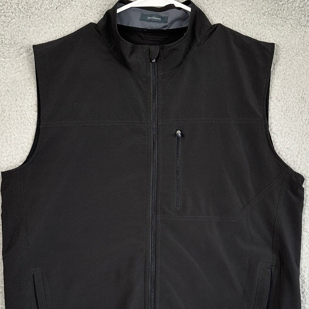 Turtleson Vest Mens Large Black Full Zip Performance Golf Mock Neck Sleeveless